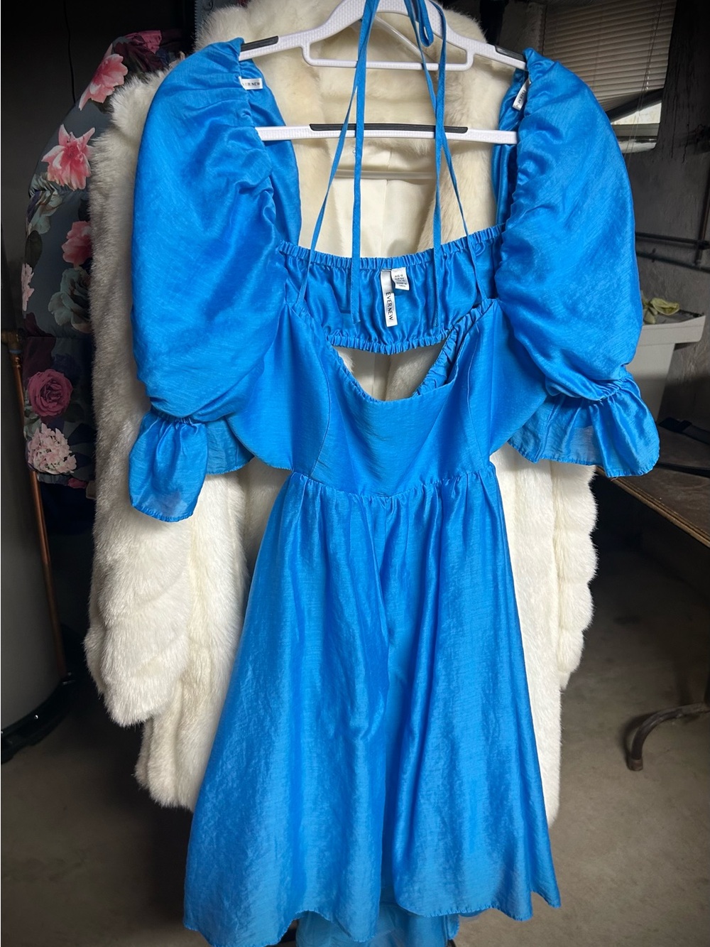 Ever New Electric Blue Puff-Sleeve Mini Dress